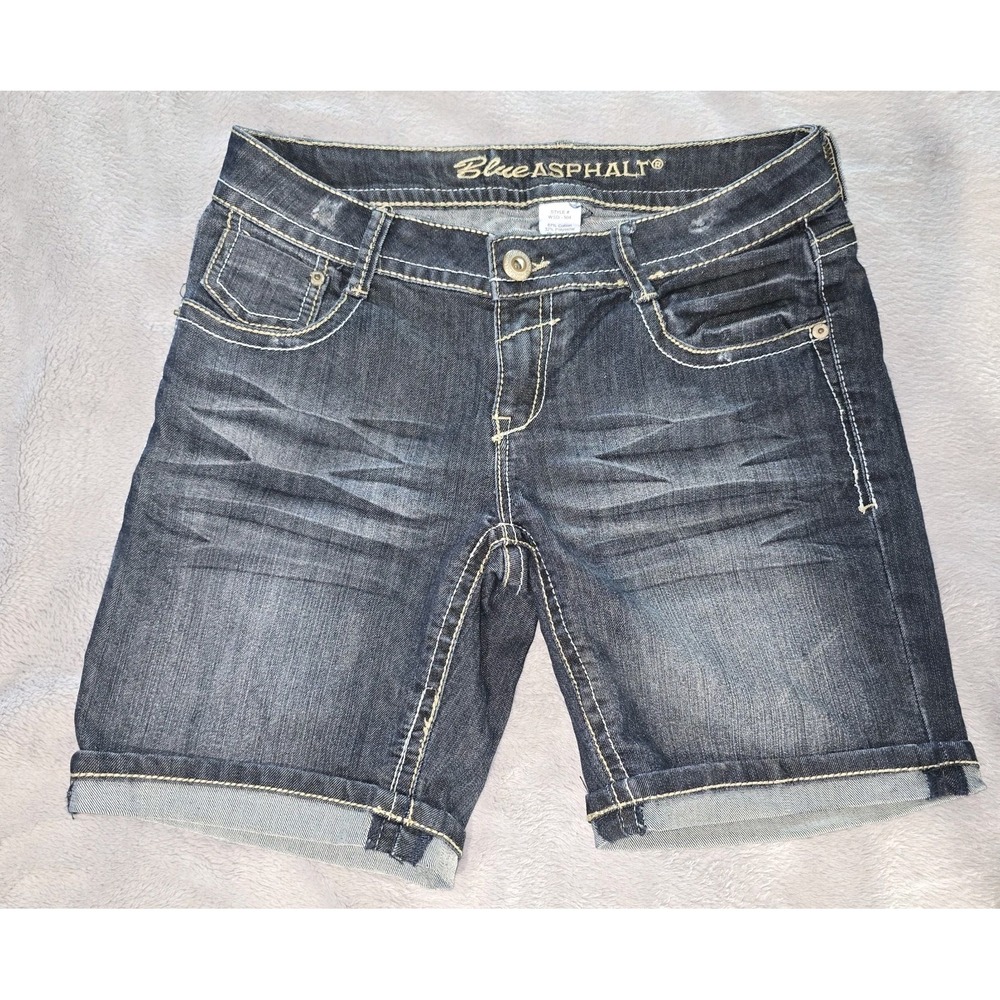 Vintage Blue Asphalt Denim Jean Shorts Pockets Size 7